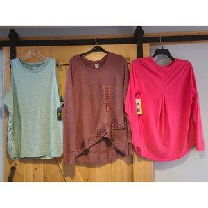 New! Lot of 3 Size XL Womens Active Wear Shirts Ruched Tank & Long Sleeve